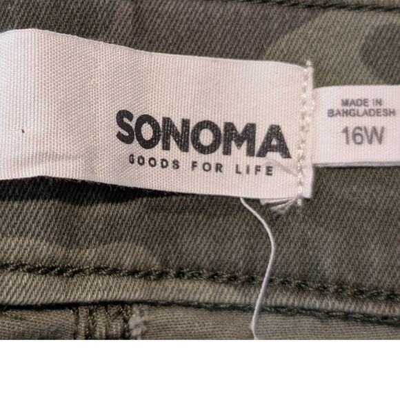 Sonoma Goods for Life Olive Camo Pull On Cotton Stretch Pant Women's Size 16W - Picture 3 of 11